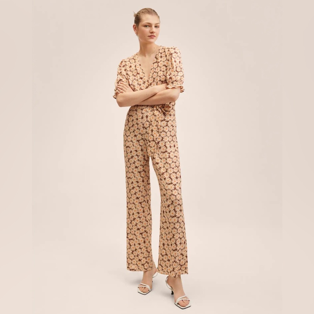 MANGO - Floral Jumpsuit - Orange - Picture 4 of 12